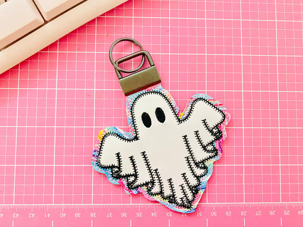 Zig Zag Ghost Applique Key Fob 1 inch hardware- Read Description