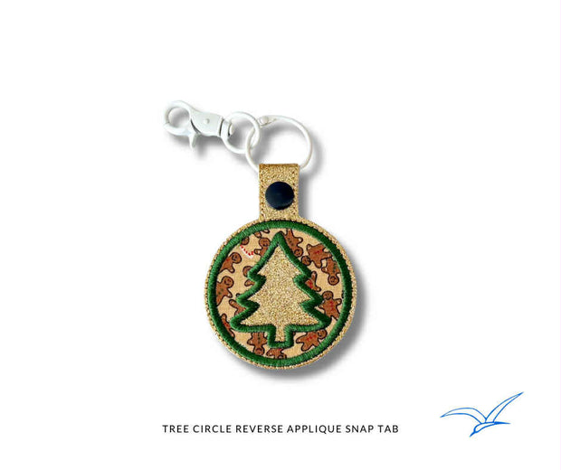 Christmas Tree Circle Reverse Applique Snap Tab