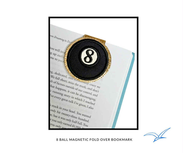 8 Ball Applique Magnetic Fold Over Bookmark