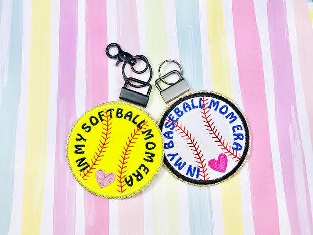 Baseball and Softball ERA Applique Key Fob 1 inch hardware- Read Description