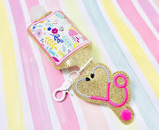 Heart Stethoscope 2oz Applique Sanitizer Holder