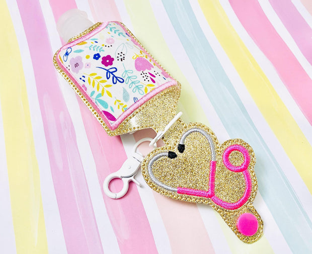 Heart Stethoscope 2oz Applique Sanitizer Holder