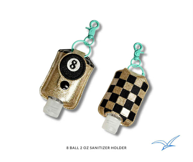 8 Ball Checkered 2oz Sanitizer Holder Set
