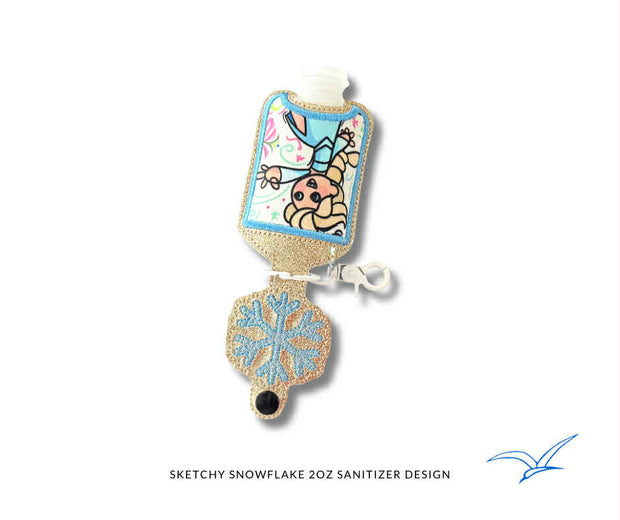 Sketchy Snowflake 2oz Applique Sanitizer Holder