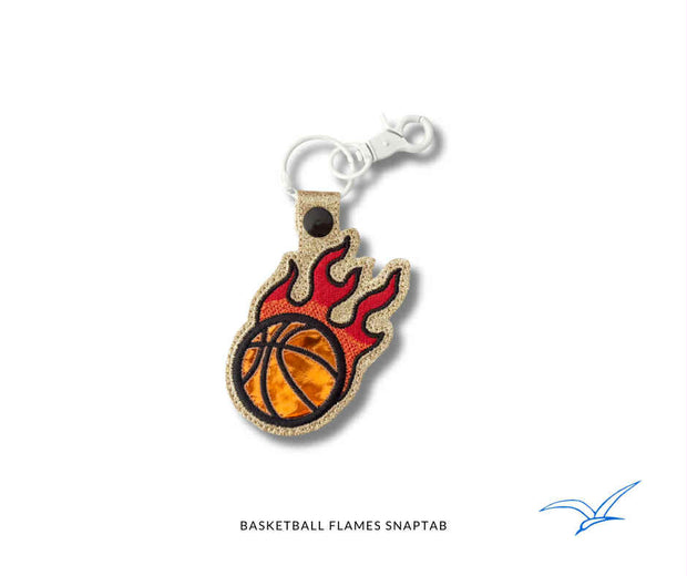 Basketball Flames Applique Snap Tab