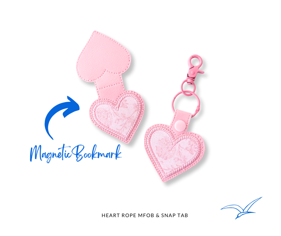 Heart Rope Applique Magnetic Fold Over Bookmark and Snap Tab Set ...