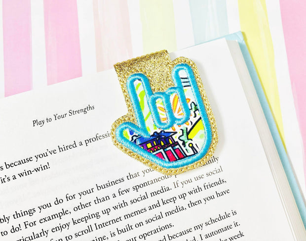 I Love You Sign Applique Magnetic Fold Over Bookmark