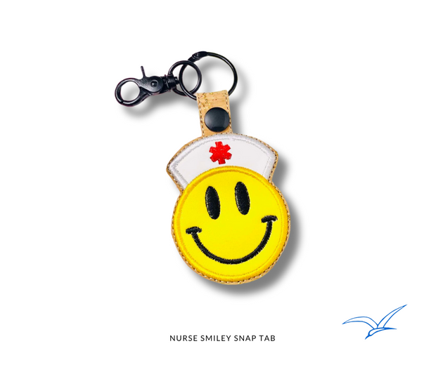 Nurse Smiley Applique Hearts Snap Tab