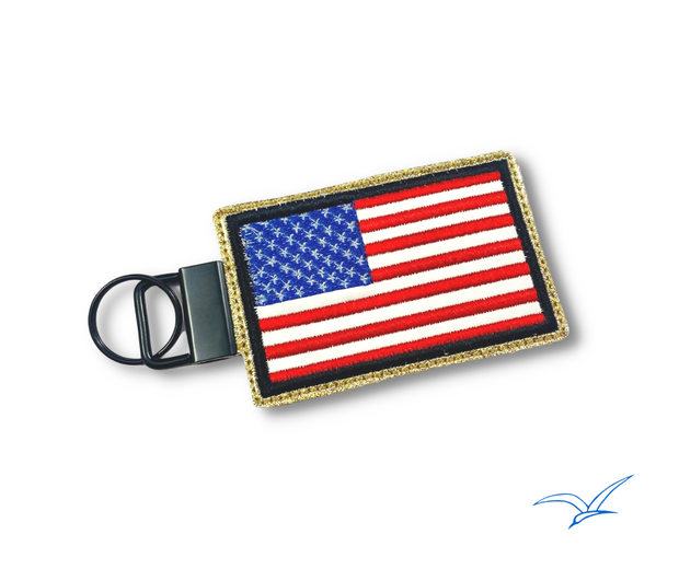 American Flag Applique Key Fob 1 inch hardware- Read Description