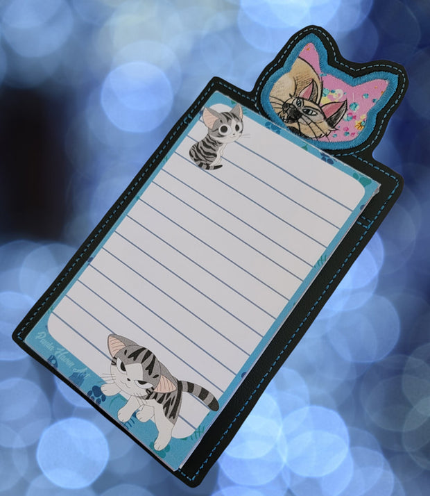 Cat Applique Note Pad Holder- 5x7 or larger hoops