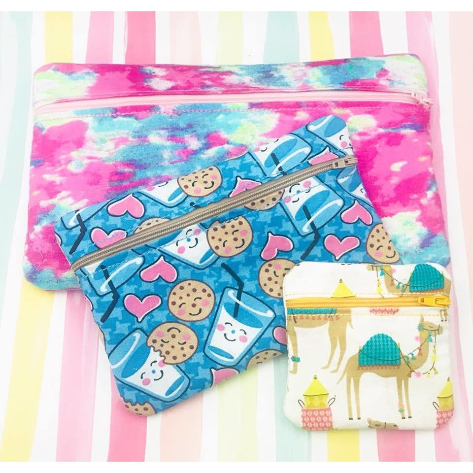 Lined Zipper Bag Set- 3 Sizes – Crashing Waves Designs