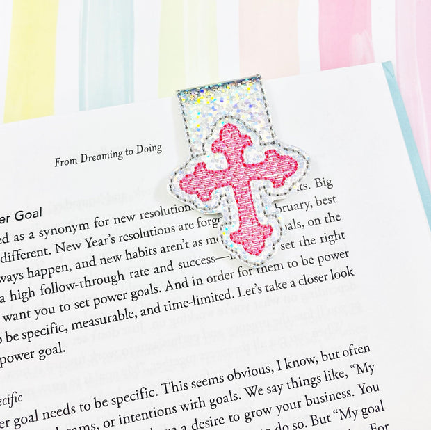 Sketchy Cross Magnetic Fold Over Bookmark