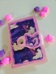 Cat Applique Mini Strap Satin Applique Notebook Cover- 5x7 or larger hoops