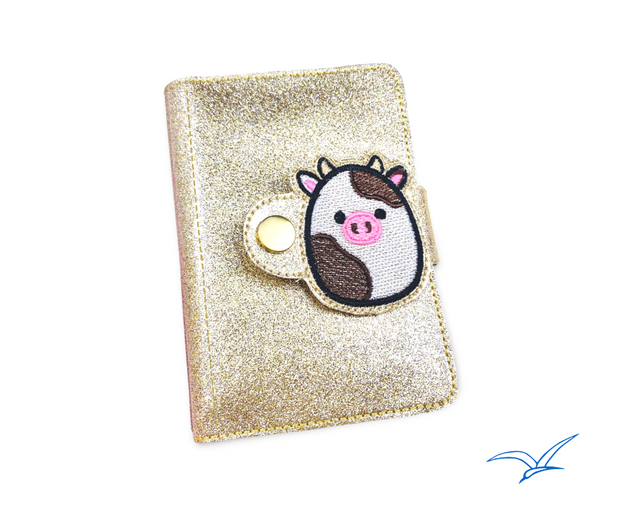 Sketchy Cow Squish Mini Strap Satin Applique Notebook Cover- 5x7 or larger hoops