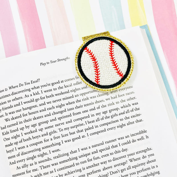 Sketchy Baseball Magnetic Fold Over Bookmark