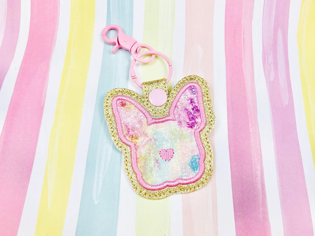 Frenchie Applique Snap Tab