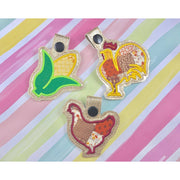Rooster Applique Snap Tab Set