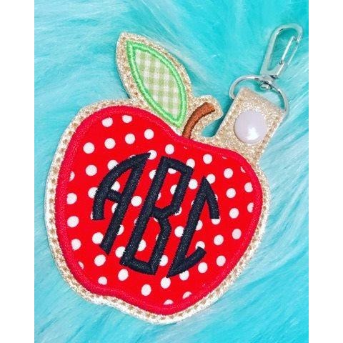 Large Apple Applique Snap Tab