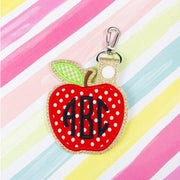 Large Apple Applique Snap Tab