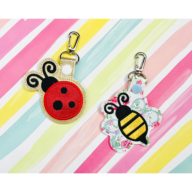 Bee Ladybug Applique Snap Tab Set