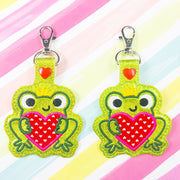 Valentine Frog Applique Snap Tab Set